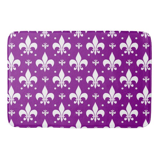 Lila Fleur-de-lis-Muster Badematte (Vorderseite)