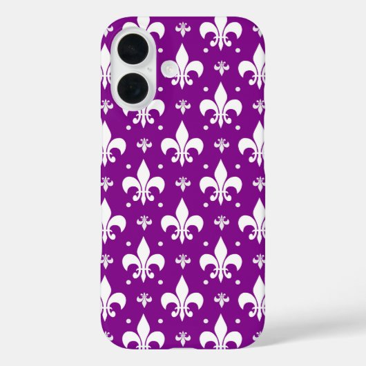 Lila Fleur-de-lis-Muster Case-Mate iPhone Hülle (Rückseite)