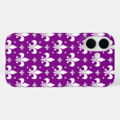 Lila Fleur-de-lis-Muster Case-Mate iPhone Hülle (Rückseite (Horizontal))
