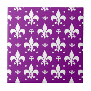Lila Fleur-de-lis-Muster Fliese