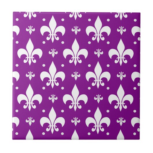 Lila Fleur-de-lis-Muster Fliese (Vorderseite)