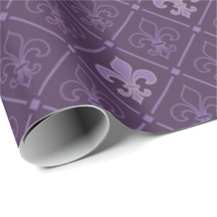 Lila Fleur-de-Lis-Muster Geschenkpapier
