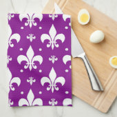 Lila Fleur-de-lis-Muster Geschirrtuch (Viertel Falte)