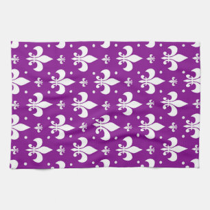 Lila Fleur-de-lis-Muster Geschirrtuch