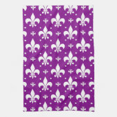 Lila Fleur-de-lis-Muster Geschirrtuch (Vertikal)