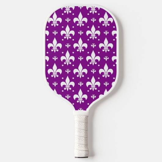 Lila Fleur-de-lis-Muster Pickleball Schläger (Vorderseite)