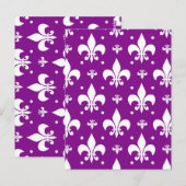 Lila Fleur-de-lis-Muster Postkarte (Vorne/Hinten)