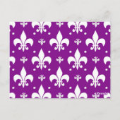 Lila Fleur-de-lis-Muster Postkarte (Rückseite)