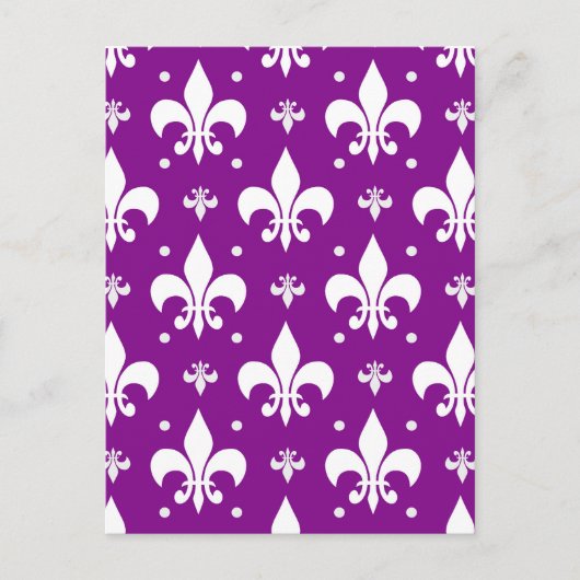Lila Fleur-de-lis-Muster Postkarte (Vorderseite)