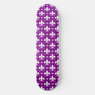 Lila Fleur-de-lis-Muster Skateboard