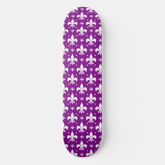 Lila Fleur-de-lis-Muster Skateboard (Vorderseite)