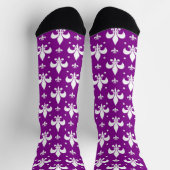 Lila Fleur-de-lis-Muster Socken (Oben)