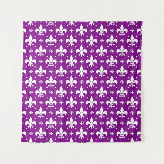Lila Fleur-de-lis-Muster Wandteppich (Vorderseite)