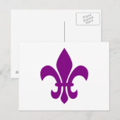 Lila Fleur de Lis Postkarte (Vorne/Hinten)