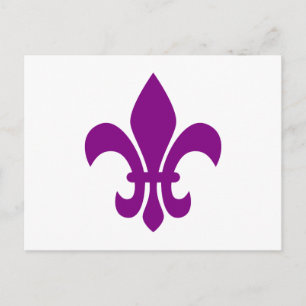 Lila Fleur de Lis Postkarte