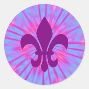 Lila Fleur de Lis Runder Aufkleber