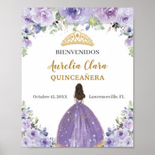 Lila Flieder Blumen-Mädchen Quinceañera Willkommen Poster