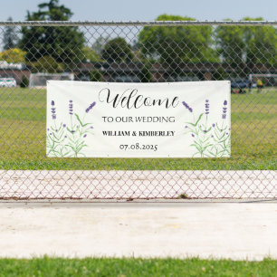 Lila Flieder Blumen Rustikale Elegante Hochzeit Banner