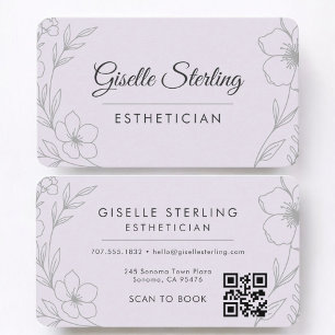 Lila Flieder Floral Ästhetikerin QR Code Visitenkarte