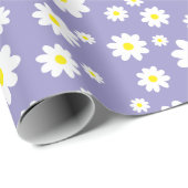 Lila Flieder Gänseblümchen Muster Geschenkpapier (Rolleneckpunkt)