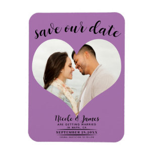Lila Flieder Herz Foto Hochzeit Save-the-Date-Kart Magnet
