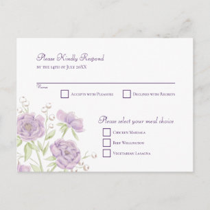 Lila Flieder Hochzeit RSVP Antwort Feiertagspostkarte