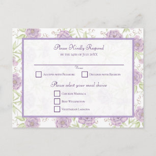 Lila Flieder Hochzeit RSVP Feiertagspostkarte