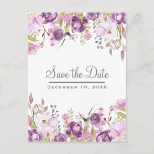 Lila Flieder Hochzeit Save the Date Ankündigungspostkarte