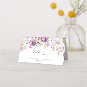 Lila Flieder Hochzeits-Tischordnung mit Blumenmust Platzkarte