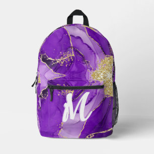 Lila Flieder Lavendel Alkohol-Tinte Faux-Gold indi Bedruckter Rucksack