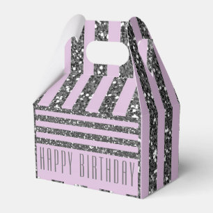 Lila Flieder Lila Silber Glitter Streifen Party Geschenkschachtel