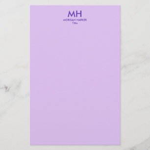 Lila Flieder Minimal Saubere Initialen Briefpapier