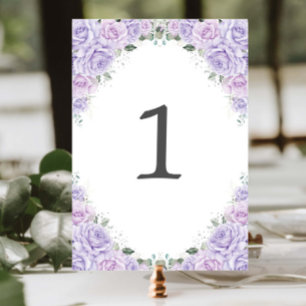 Lila Flieder-Rosen-Blumen-Geburtstag Sweet 16 Hoch Tischnummer