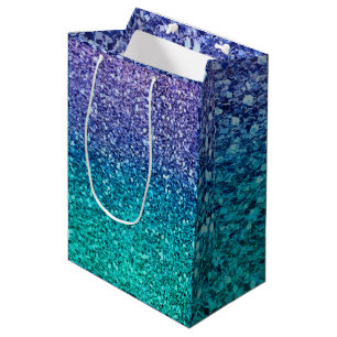 Lila Flieder & Türkis Grün Glitzernde Party Mittlere Geschenktüte