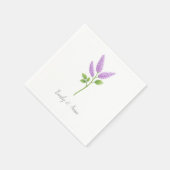 Lila Fliederblumen Hochzeitsmonogramm Serviette (Ecke)