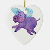 Lila Fliegen-Schwein Keramikornament (Rechts)