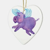 Lila Fliegen-Schwein Keramikornament (Links)