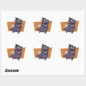 Lila fliegendes Monster Orange Square Runder Aufkleber (Blatt)