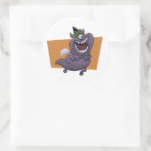 Lila fliegendes Monster Orange Square Runder Aufkleber (Tasche)