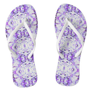 Lila Fliesen - Mosaik, griechischer Stil, Badesandalen