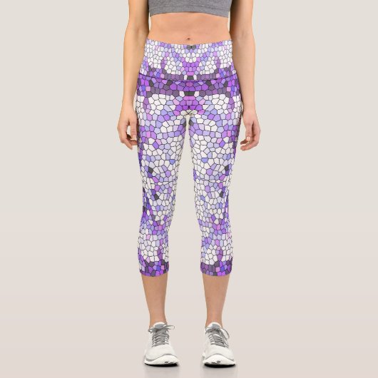 Lila Fliesen - Mosaik, griechischer Stil, Capri Leggings (Vorderseite)