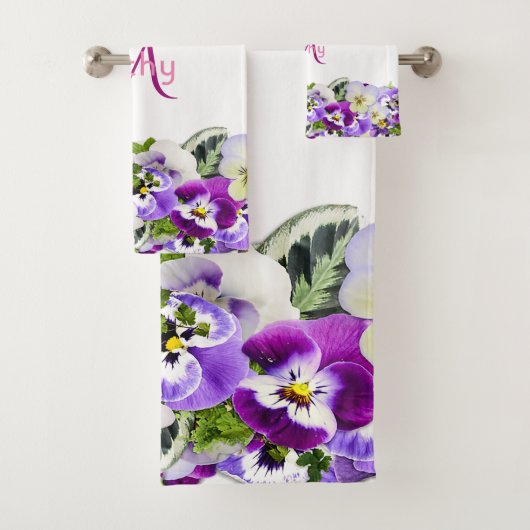 Lila Flora der Violette Badhandtuch Set (Insitu)