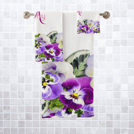 Lila Flora der Violette Badhandtuch Set