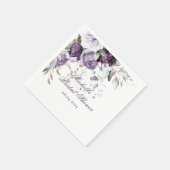 Lila Flora Elegantes Watercolor Brautparty Serviette (Ecke)