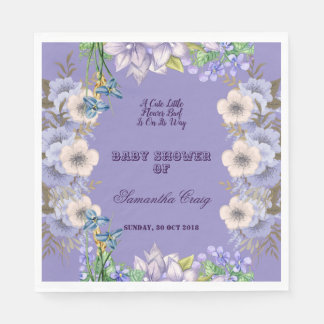 Lila Flora Flax Bloom Ballon Blume Babydusche Serviette