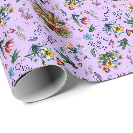 Lila Flora-Kreuz-Oster Geschenkpapier (Rolleneckpunkt)