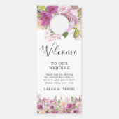 Lila Flora Lavender Wedding Welcome Door Hanger Türanhänger (Rückseite)