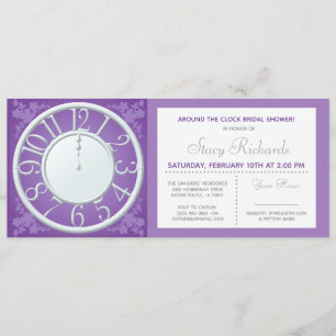 Lila Flora rund um die Uhr Einladung