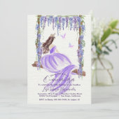 Lila Flora Wasserfarbe Quinceañera Einladung (Stehend Vorderseite)