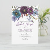 Lila Flora Wasserfarben Elegantes Brautparty Einladung (Stehend Vorderseite)